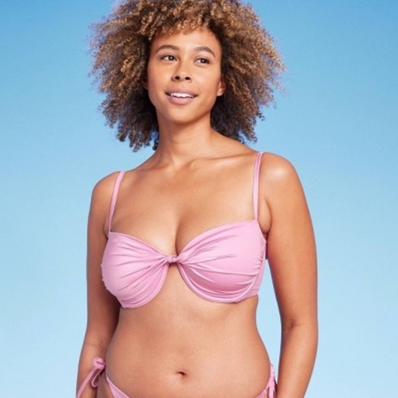 Shade & Shore Bikini Top Womens 36DD Pink Underwire Twist-Front NEW - Picture 2 of 7